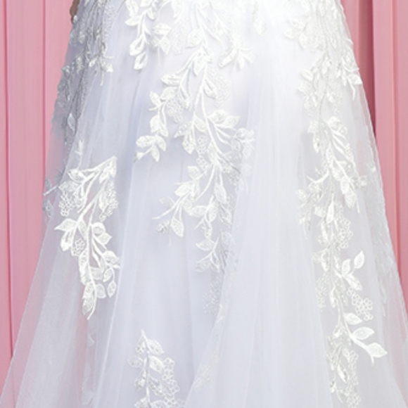 New long v neck sleeveless mermaid organza lace wedding dress,bridal gown - Picture 8 of 13